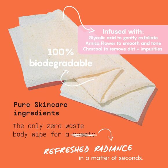 Womens Cleansing Body Wipes Fresh Citrus Arnica Flower Charcoal & Glycolic Acid - Picture 3 of 5